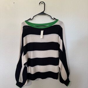 Maeve Black and White Striped Sweater